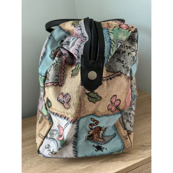 Vintage Disney Winnie the Pooh Tapestry Patchwork Duffle Bag Weekender Luggage - Picture 6 of 14